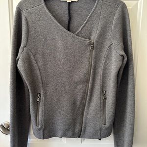 Charcoal gray moto zip up sweater. Loft brand size medium.